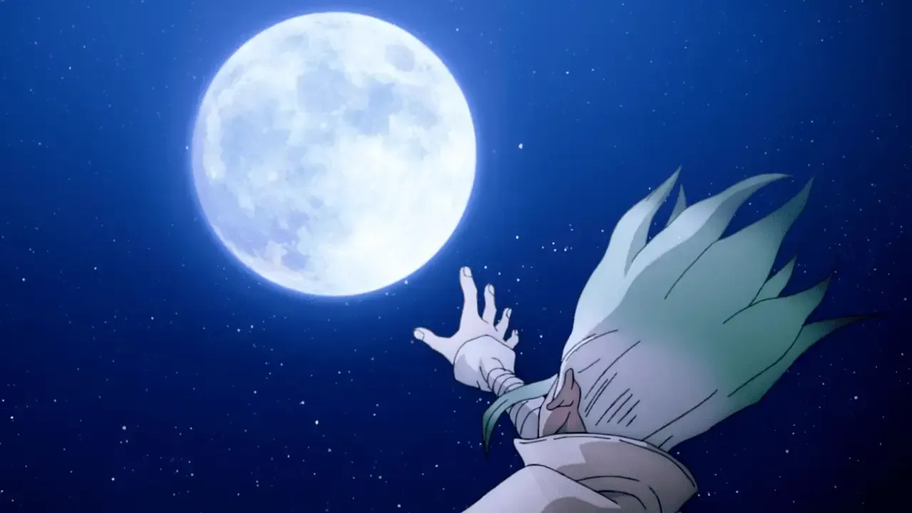 Senku and the Moon as seen in the anime.
