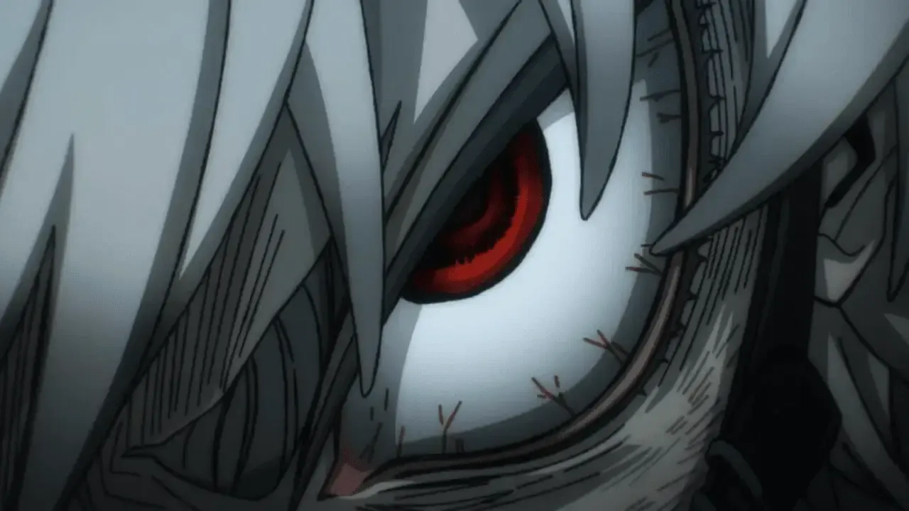 Rudo's angry eye as seen in the Gachiakuta anime.