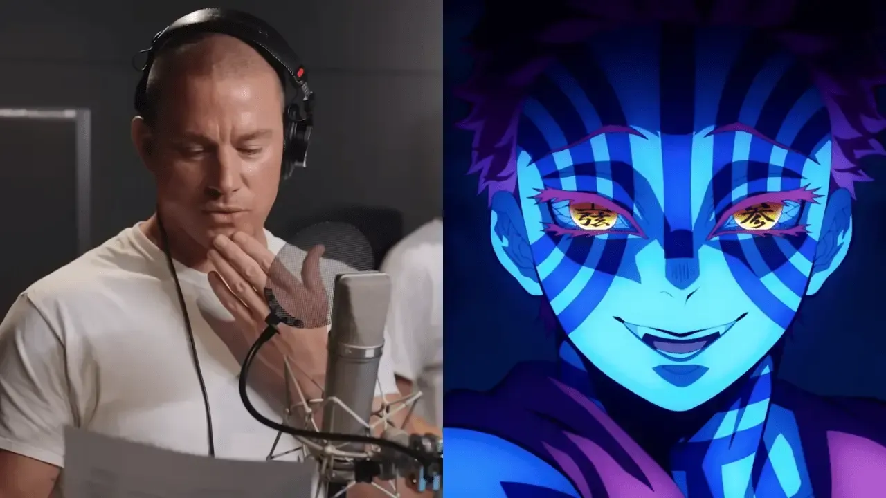 Channing Tatum in the new clip, and Akaza in the movie trailer.